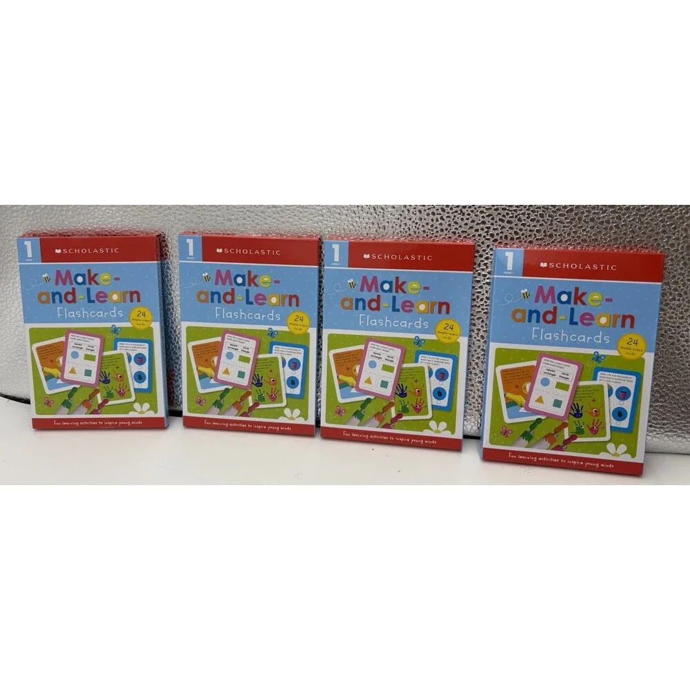Lot of 4 Scholastic Grade 1 Make and Learn Flashcards 24 Double Sided New